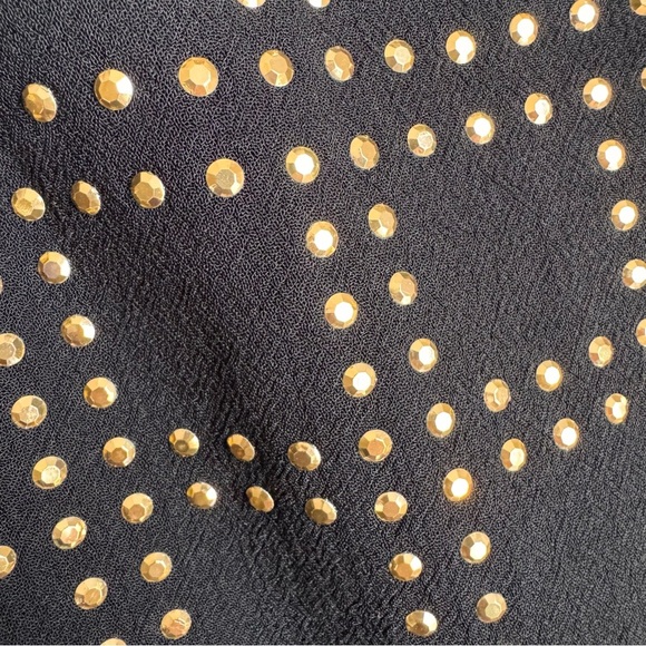 Trina Turk Blake Studded Grid-Pattern Sheath Dress Black Gold Mini Sz 4 wedding‎ - Picture 4 of 13